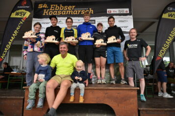 Das KOASA-Classic-Run-Siegertreppchen: Anna Euler, Manuel Zorn, Verena Bachmayer, Tim Siepmann, Nadin Heim, Hubert Schwaiger. (v.l.n.r.)